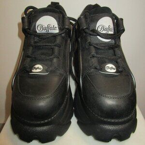 Buffalo 1339-14 2.0 black calf leather PLATFORM SHOES eur 38 Us 7.5 Women NEW